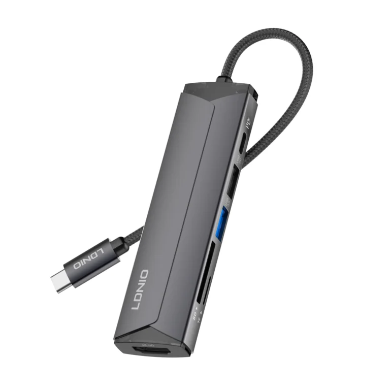 LDNIO DS-56H USB-C Multi-Function Docking Station with PD 100W, HDMI, USB 2.0, SD & TF Card Reader, Type-C to Multiport Adapter for Laptop, MacBook, Tablet & USB-C Devices