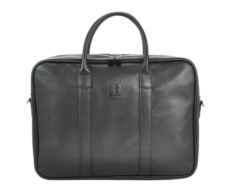 UNION 17.3" PU Leather Laptop Bag – Extra-Large Business Briefcase with Multi-Compartment Design , Black