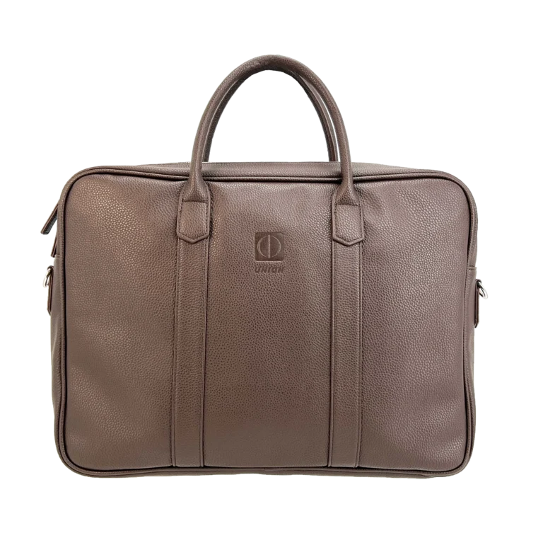 UNION 17.3" PU Leather Laptop Bag – Extra-Large Business Briefcase with Multi-Compartment Design - Coffee Brown