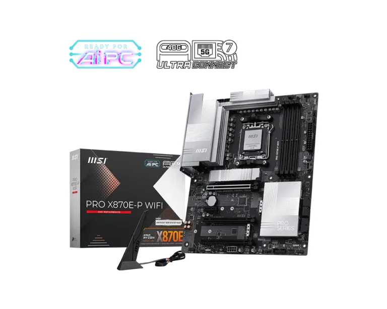 MSI PRO X870E-P WIFI Motherboard – AMD X870E, AM5, DDR5 8200+ MHz (OC), PCIe 5.0, USB4 40Gbps, Wi-Fi 7, 5G LAN, Triple M.2, ATX