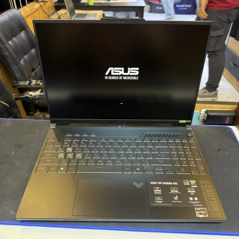 Asus tuf A16 AMD RYZEN 5 7535HS RAM 16 DDR5 SSD 512 RTX 4050 6G 15.6 FHD 144Hz battery 95% مستعمل