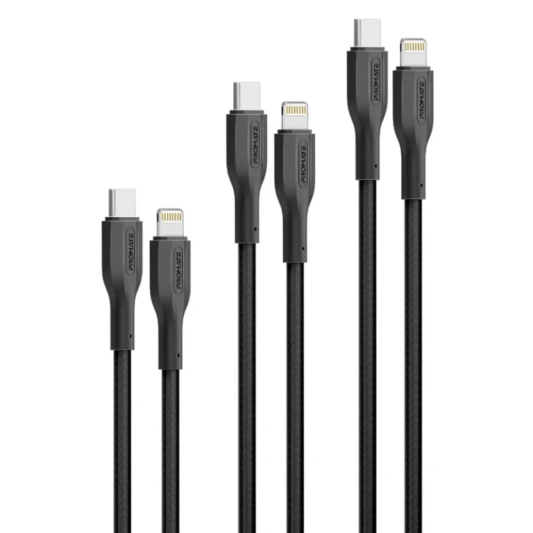 Promate CableKit-Ci 3Pcs High Tensile Strength 27W USB-C to Lightning Cable Kit