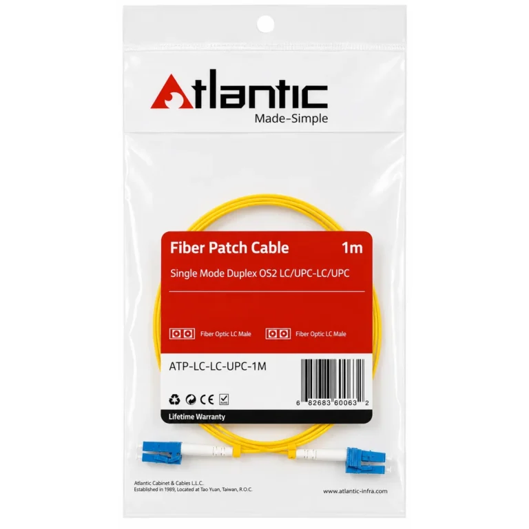 Atlantic Indoor Fiber Optic Patch Cord 1M, Single Mode OS2 Duplex, LC/LC SC/LC SC/SC